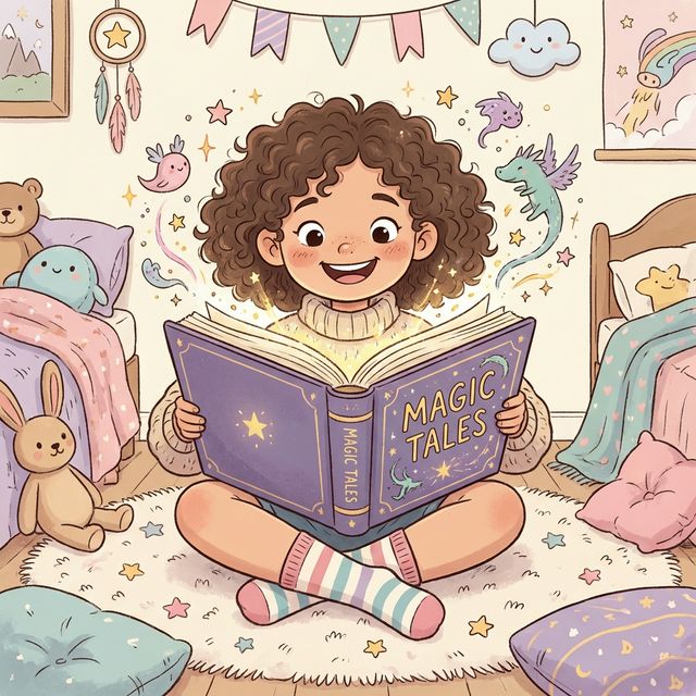 Anak bahagia membaca